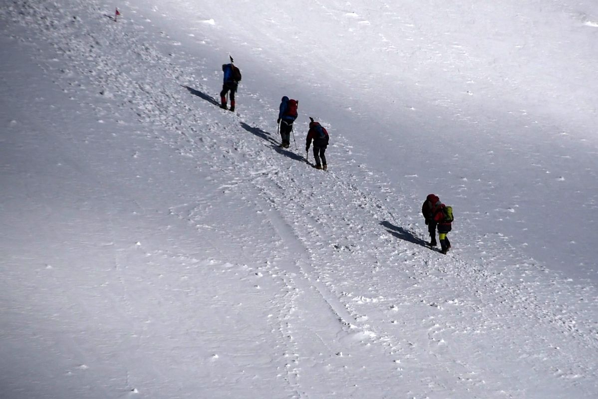 09A Climbers At The Beginning Of The Steep Climb On Mount Elbrus West Peak Above The Saddle